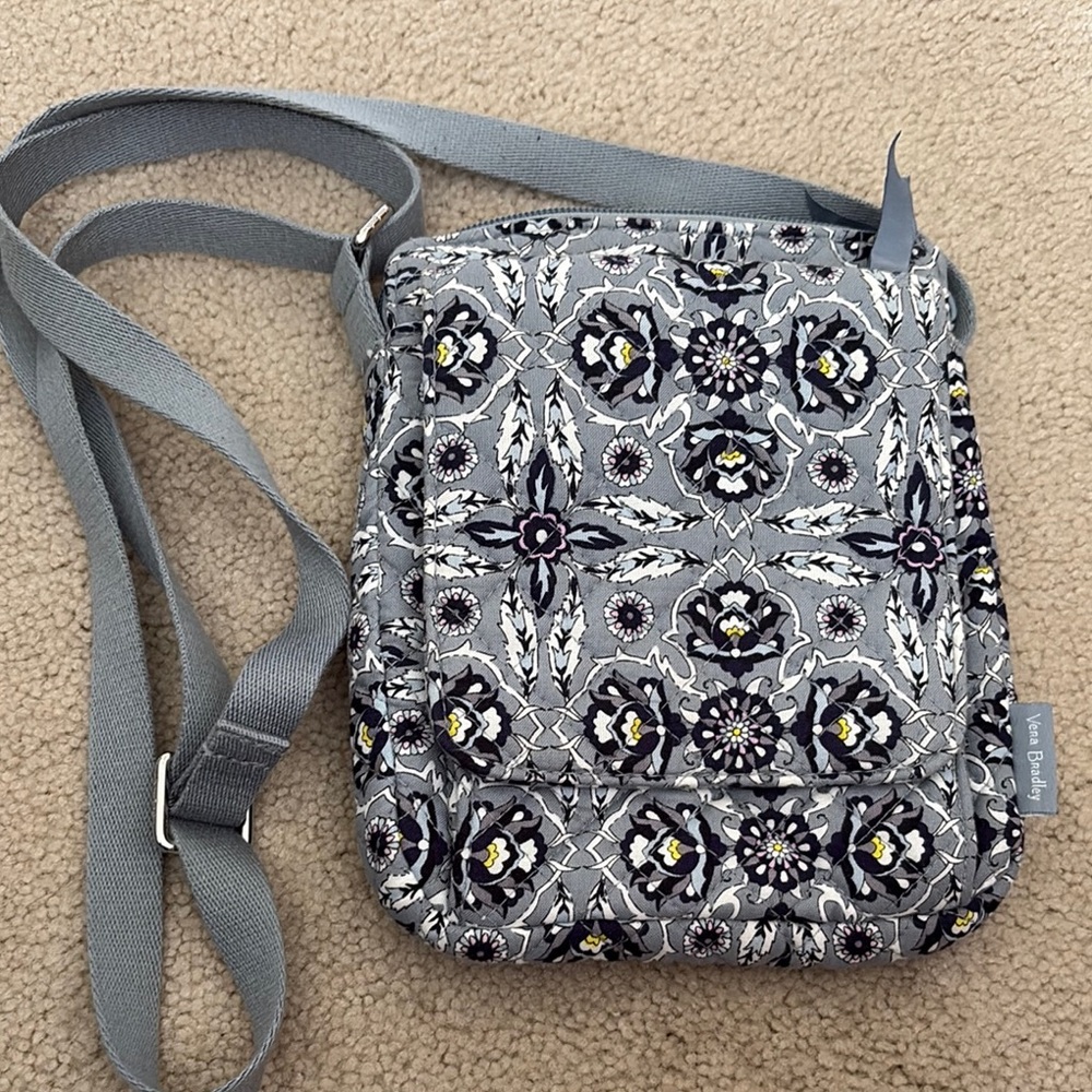 Vera Bradley Gray Crossbody Bag with Adjustable Strap